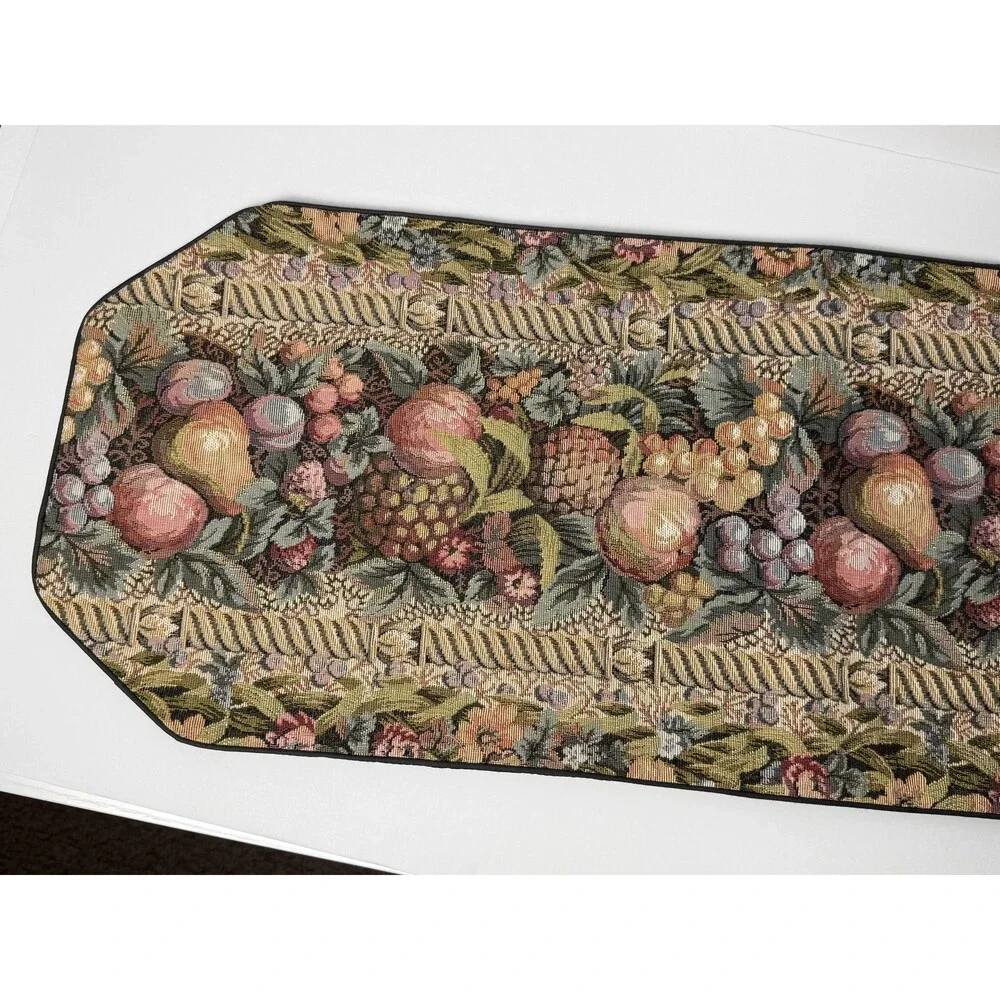 Vintage Tapestry Table Runner Fruit Floral 33.5 x 12.5